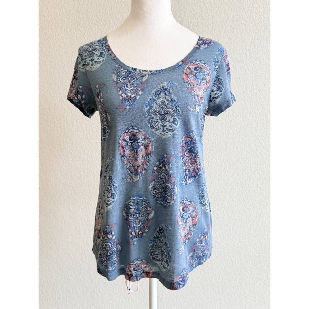 Lucky Brand Boho Paisley Slub Burnout Knit Top XS